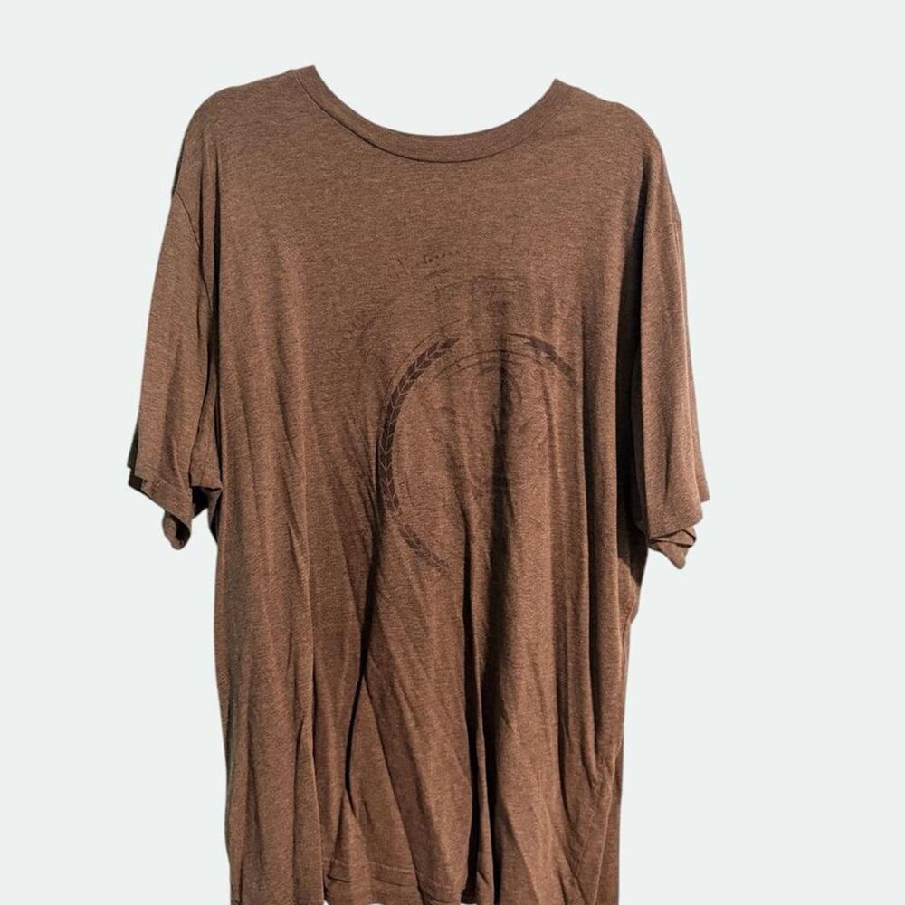 Gray/Brown Graphic Tee with faded/distressed design